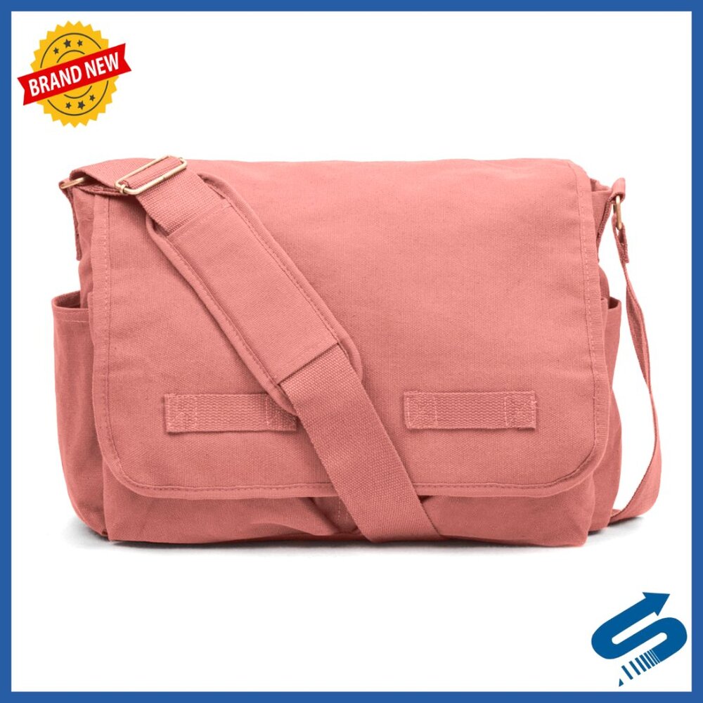 Vintage Messenger Bag Heavyweight Cotton Canvas Retro Classic Everyday Travel